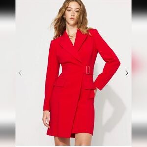 White House Black Market Red Blazer Dress